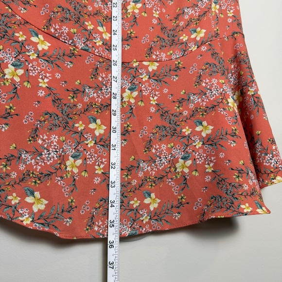 Max Studio Coral Floral Asymmetrical Wrap Skirt Small Boho Ruffle Midi Skirt - Picture 7 of 9